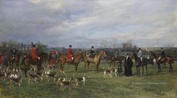 Rencontre des chiens Quorn à Kirby Gate Heywood chasse Hardy Peinture à l'huile